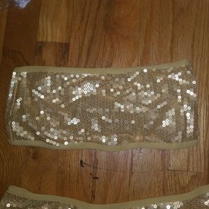 Silence & Noise Gold Sequin Bandeau L New